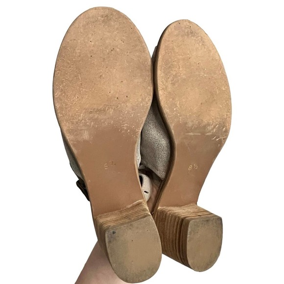 Diba True Casa Loma Up Front Stack Booties Sz 8.5 Champagne Leather Ankle Strap - Picture 5 of 11